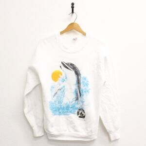 Vintage Save the Earth Dolphin Sweatshirt Medium
